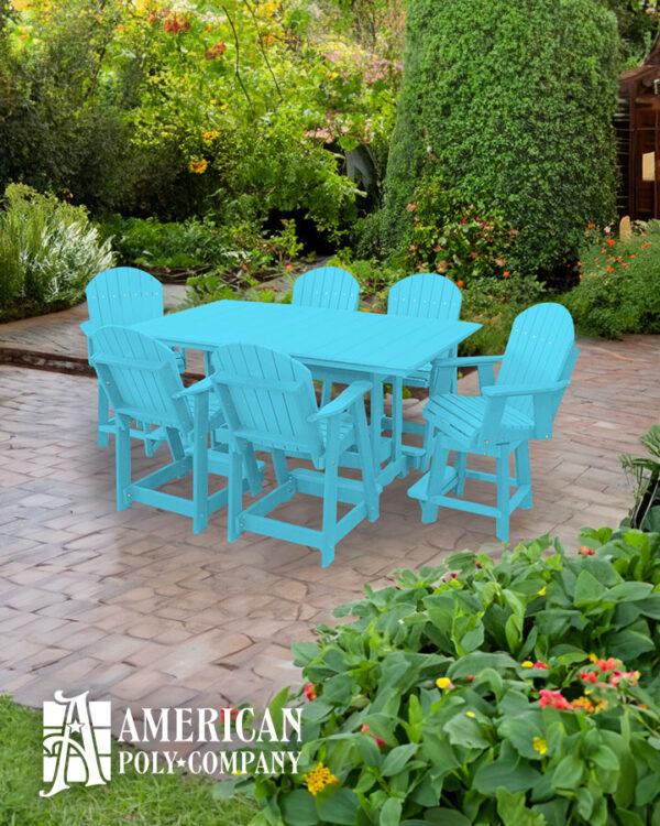 American Poly 6' Counter Height Table & Chair Set Aruba Blue