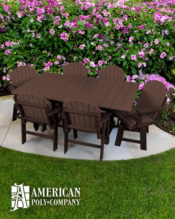 American Poly 6' Dining Height Table & Chair Set Brown