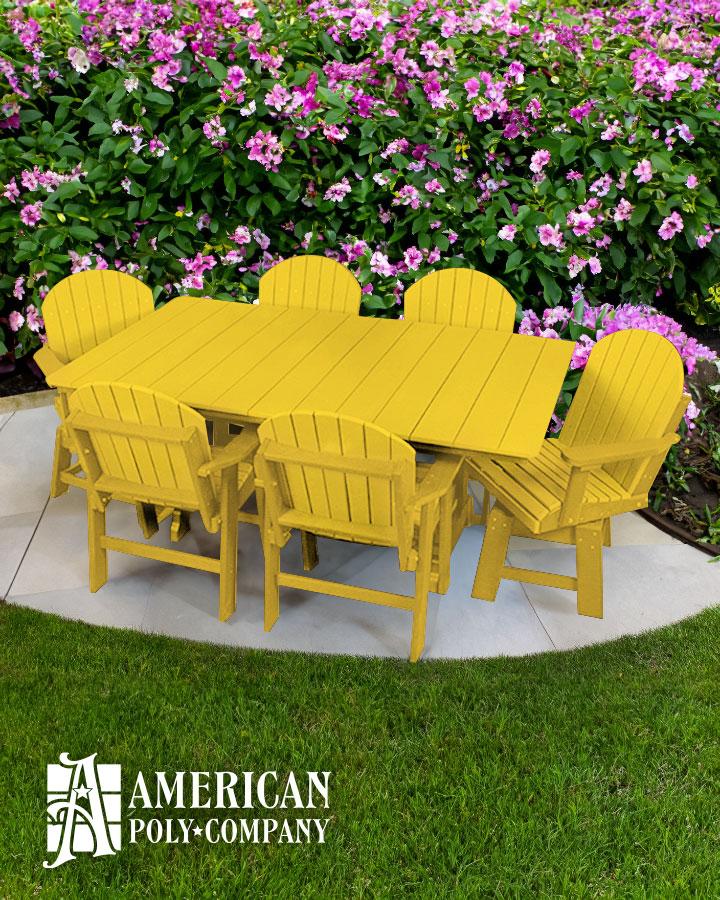 American Poly 6' Dining Height Table & Chair Set Yellow