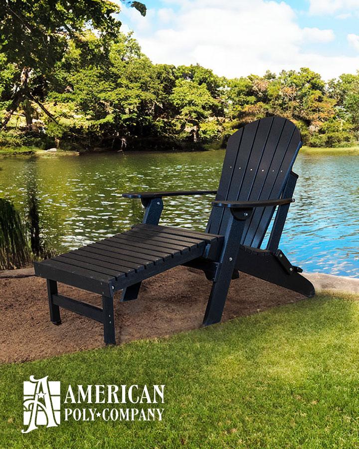 American Poly Adirondack with Pullout Footstool Black