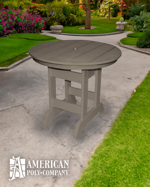 American Poly Dining Height Cafe Table Weatherwood