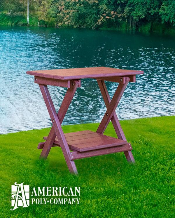 American Poly Folding Side Table Cherry