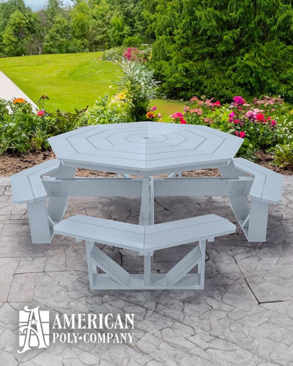 American Poly Octagon Picnic Table Light Gray