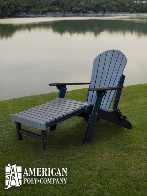 American Poly Adirondack with Pullout Footstool Slate On Black