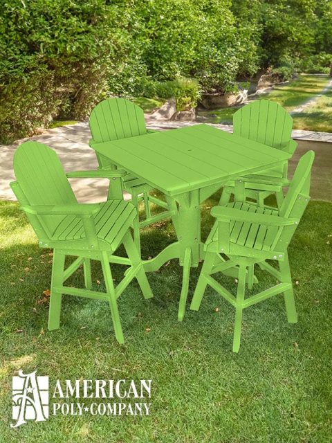 American Poly 42" Bar Height Table & Chair Set Lime
