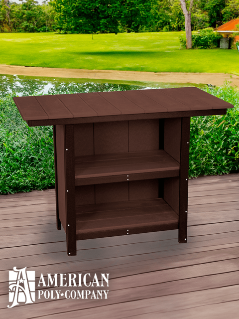 American Poly Counter Height Buffet Table Brown