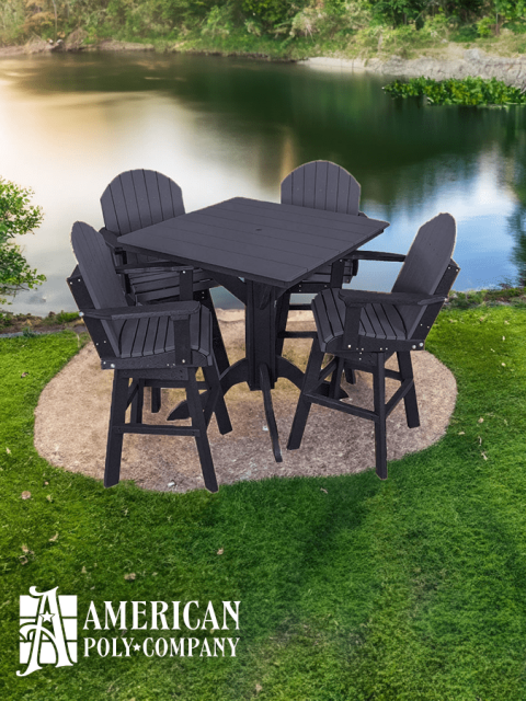 American Poly 42" Counter Height Table & Chair Set Black