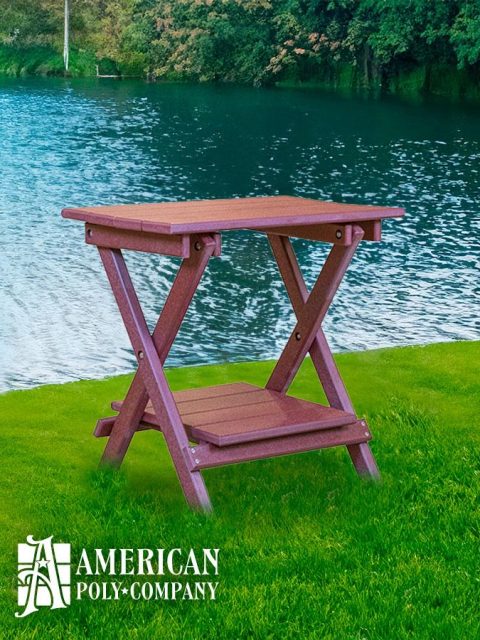 American Poly Folding Side Table Cherry