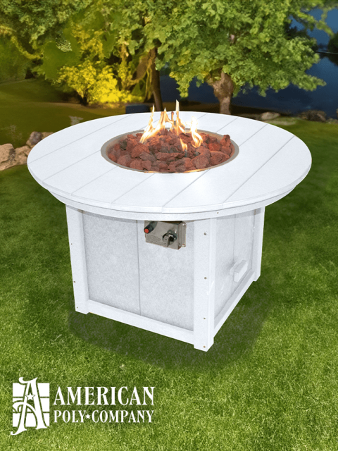 American Poly Round Fire Table White